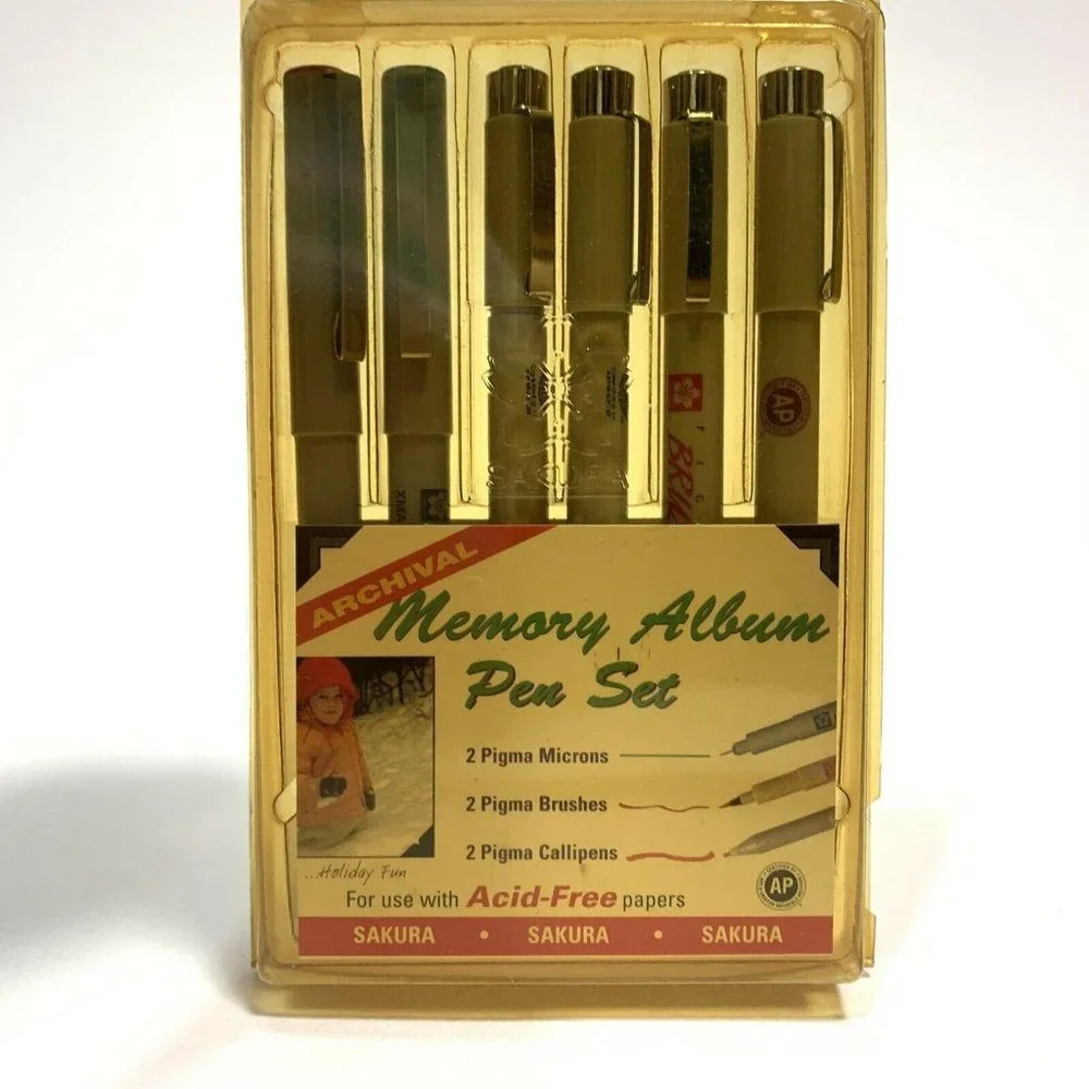 Vtg Sakura Archival Memory Album Pen Set 6 Pigma‎